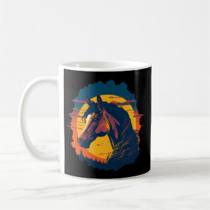 Mug Coucher De Soleil Rétro Et Tête De Cheval