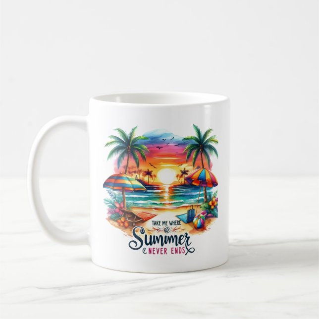 Mug Coucher de soleil sur la plage à coup de pinceau - (Gauche)