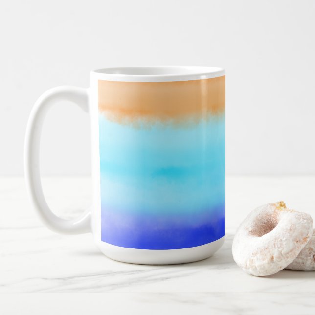 Mug Coucher de soleil sur l'aquarelle de l'océan Art A (Avec donut)