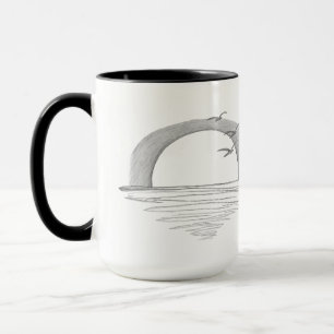 Mug Coucher de soleil sur l'eau avec des oiseaux