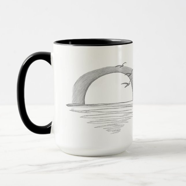 Mug Coucher de soleil sur l'eau avec des oiseaux (Gauche)