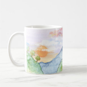 Mug Coucher de soleil sur les montagnes et les arbres
