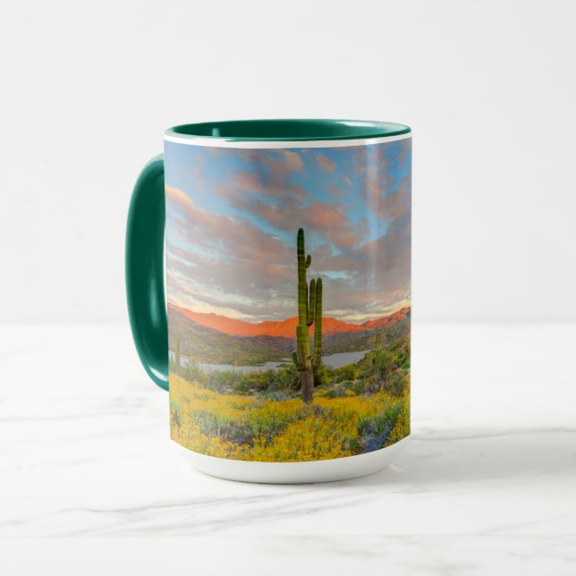Mug Coucher de soleil sur paysage désertique (Devant gauche)