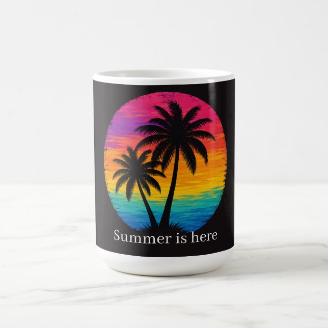 Mug Coucher de soleil tropical Palmiers Design Rétro (Centre)