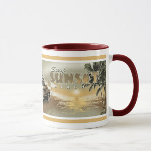 Mug coucher du soleil de surf