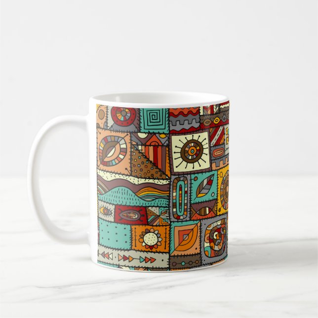 Mug Coudre des morceaux de tissu dans un style patchwo (Gauche)