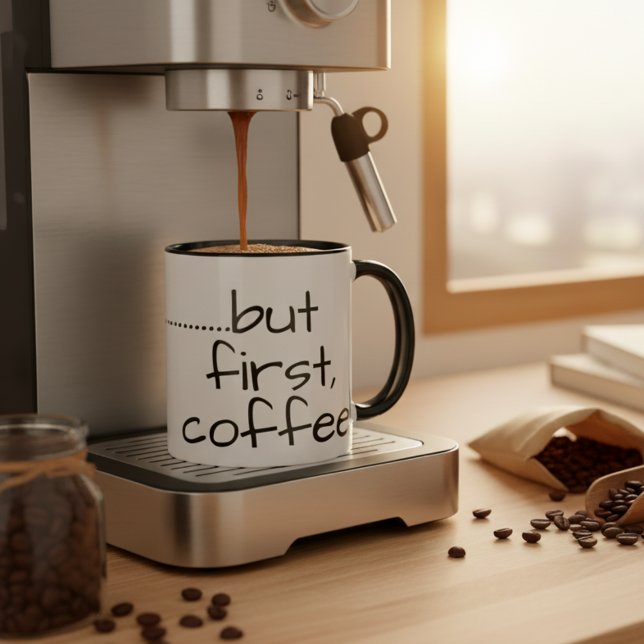 Mug Could you please provide the German sentence you’d (OK... but first coffee mug1 Great gift for a coffee lover.)