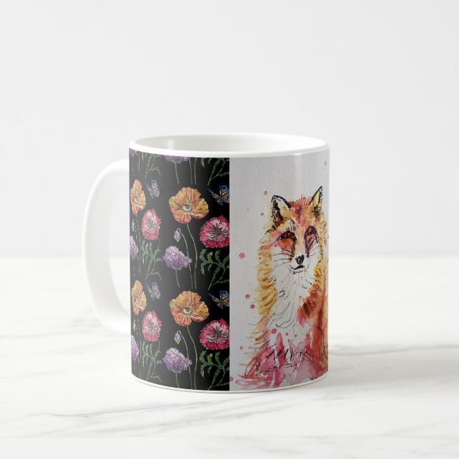 Mug Couleur Aquarelle Renard Rouge mignonne Peinture M (Devant gauche)