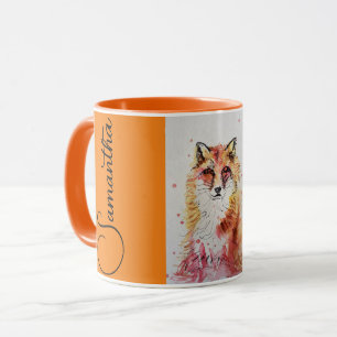Mug Couleur Aquarelle Renard Rouge mignonne Peinture M