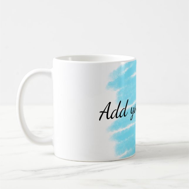 Mug Couleur bleue ajouter un nom message texte lancer (Gauche)