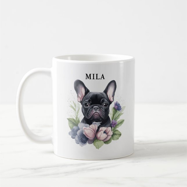 Mug Couleur d'aquarelle de chien de Carlin noir person (Gauche)