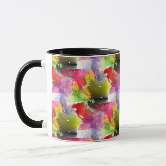 Mug Couleur d'aquarelle rouge et jaune (Gauche)