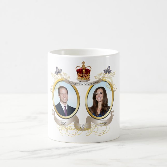 Mug couleur de fond personnalisable pour Will et Kate (Centre)