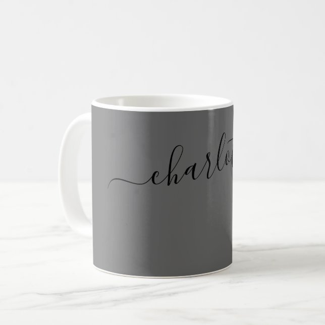 Mug Couleur de granit élégant Nom moderne Personnalisé (Devant gauche)