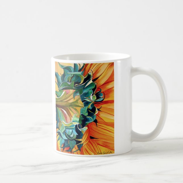Mug Couleur de tournesol jaune peinture d'art original (Droite)
