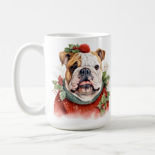 MUG COULEUR D'EAU CHRISTMAS BULLDOG CHIEN (Gauche)
