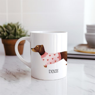 Mug Couleur d'eau dachshund mignonne personnalisable