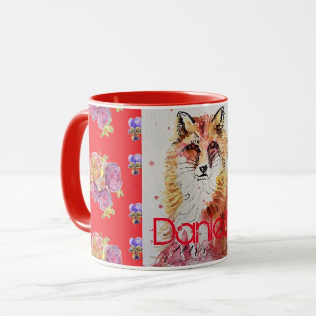 Mug Couleur d'eau florale des Roses animaux de la renn (Devant gauche)