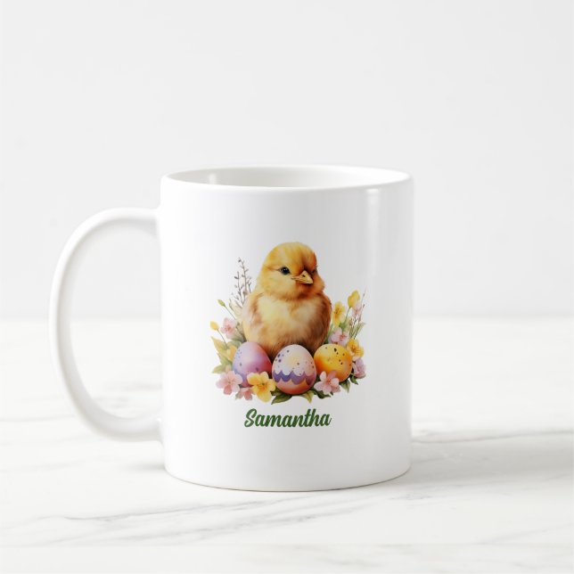 Mug Couleur d'eau mignonne Poulet de Pâques aux oeufs (Gauche)