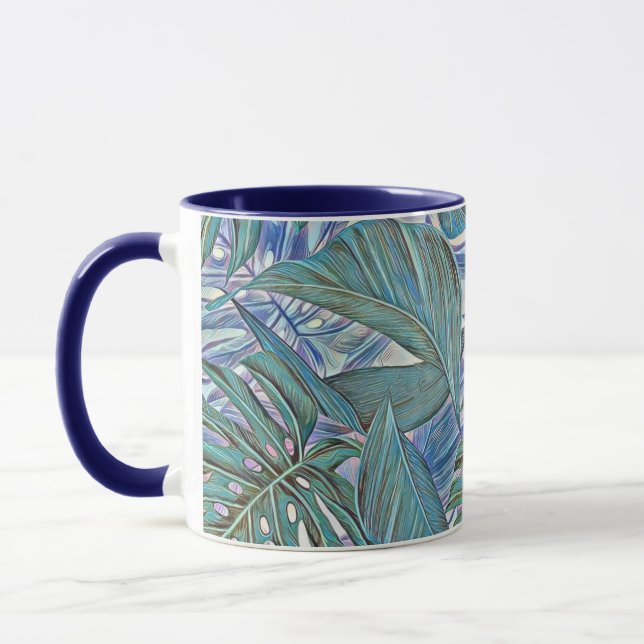 Mug Couleur d'eau tropicale feuille couleur verte (Gauche)