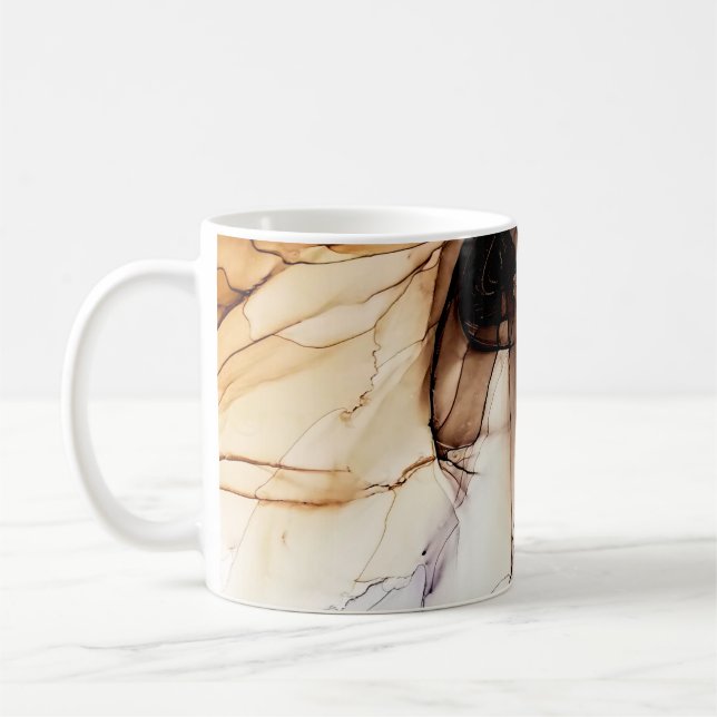 Mug Couleur d'encre d'alcool. Texture de marbre gris f (Gauche)