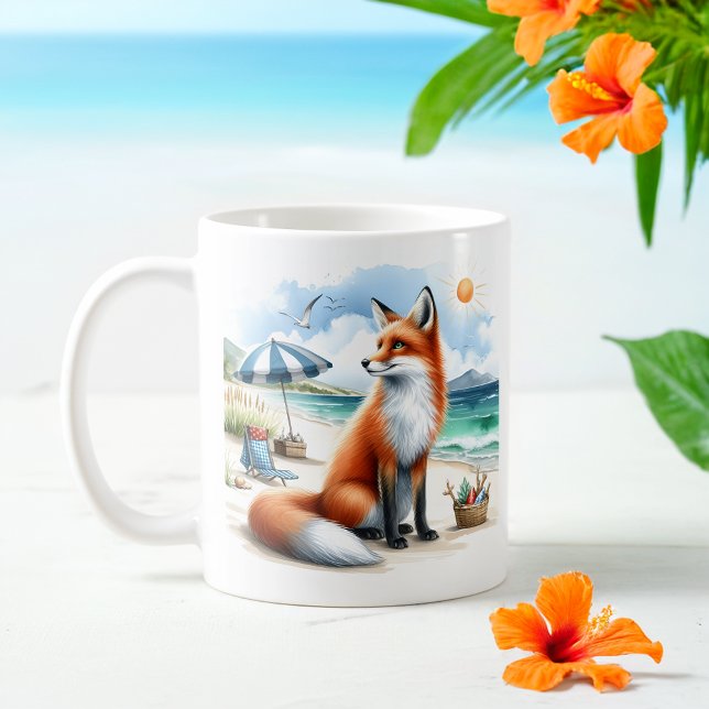 Mug Couleur d'été Fox sur la plage (Créateur téléchargé)