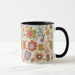Mug Couleur florale et hibou