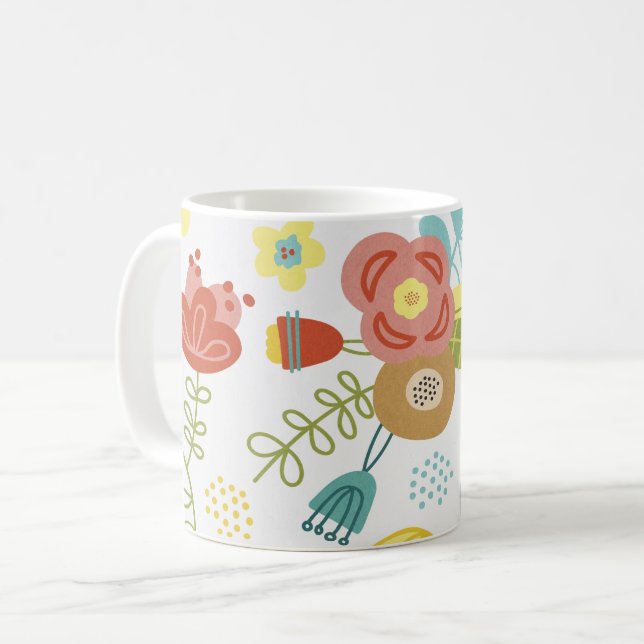 Mug Couleur mignon motif Floral Arrière - plan léger (Devant gauche)