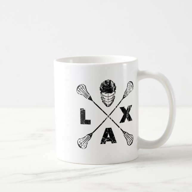 Mug Couleur noire de l'axe de croix de Lacrosse (Droite)
