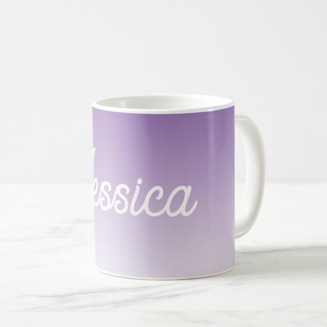 Mug Couleur ombrée violette (modifiable) et votre text (Devant droit)
