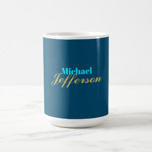 Mug Couleur or bleu élégant minimaliste moderne nom