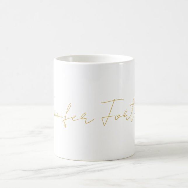 Mug Couleur Or Calligraphie Élégant Simple Nom (Centre)
