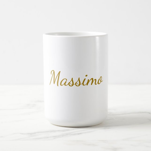 Mug Couleur Or Calligraphie Élégant Simple Nom (Centre)