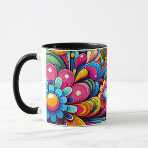 Mug Couleur Pop Boug Floral - Fleurs Psychédéliques Ré