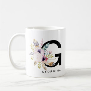 Mug Couleur pour aquarelle de Boho de monogramme de