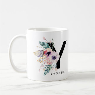 Mug Couleur pour aquarelle de Boho de monogramme de
