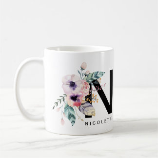 Mug Couleur pour aquarelle de Boho de monogramme de