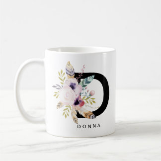 Mug Couleur pour aquarelle de Boho de monogramme de