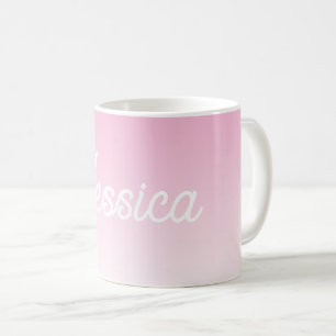 Mug Couleur rose clair ombrée (modifiable) et votre te