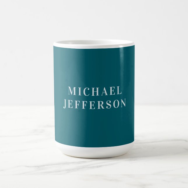 Mug Couleur sarcelle foncée uni chic personnalisée sur (Centre)