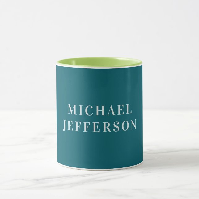 Mug Couleur sarcelle foncée uni élégante personnalisée (Centre)