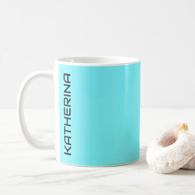 Mug Couleur solide bleu néon électrique | Personnalisé (Avec donut)