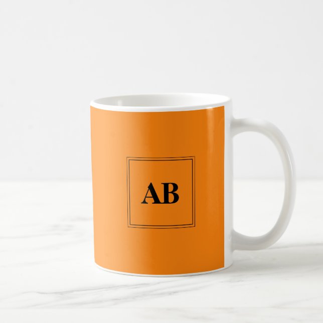 Mug Couleur solide orange avec monogramme (Droite)