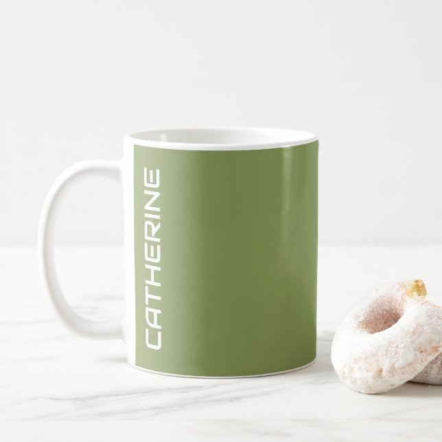 Mug Couleur solide vert mousse personnalisée (Avec donut)