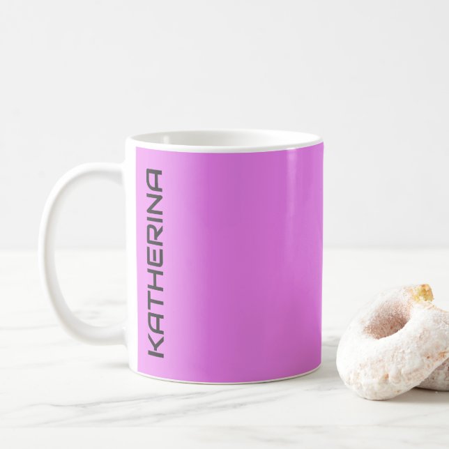 Mug Couleur solide violet néon | Personnalisé (Avec donut)