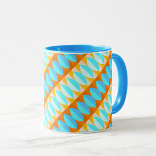 Mug Couleur Turquoise Bleu Orange Jaune Motif