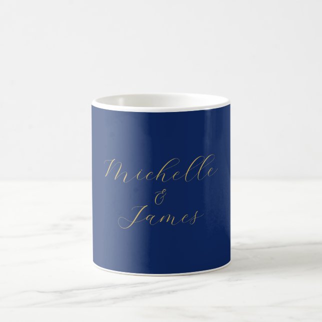 Mug Couleurs Bleu & Or Nom Professionnel Tendance Mode (Centre)