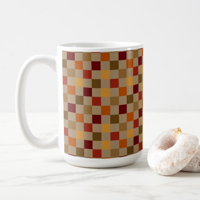 Mug Couleurs d'automne À damiers (Avec donut)