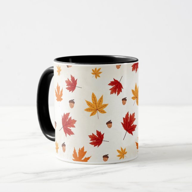 Mug Couleurs d'Automne Rouge Orange Jaune Feuilles qui (Devant gauche)