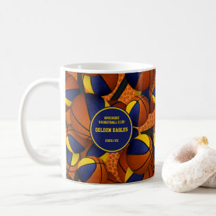 Mug couleurs de l'équipe de basket-ball bleu or nom de